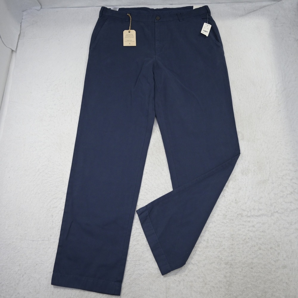 Brooks Brothers Chino Pants Mens 36x32 NEW Clark Fit Navy Blue Garment Dyed